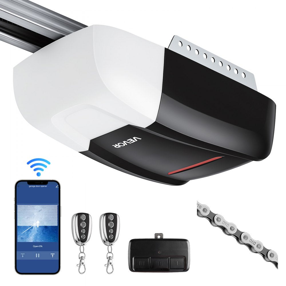 VEVOR Garage Door Opener 3/4 HP Heavy Duty Chain Drive WiFi Smart Opener, for Residential Garage, Includes Durable