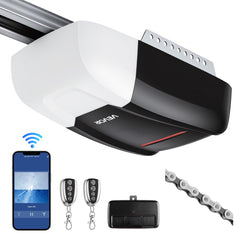 VEVOR Garage Door Opener 3/4 HP Heavy Duty Chain Drive WiFi Smart Opener, for Residential Garage, Includes Durable