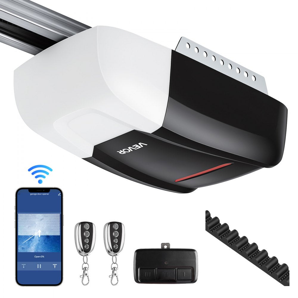 VEVOR Garage Door Opener 1/2 HP Ultra-Quiet Belt Drive WiFi Smart Opener, for Residential Garage, Includes Durable