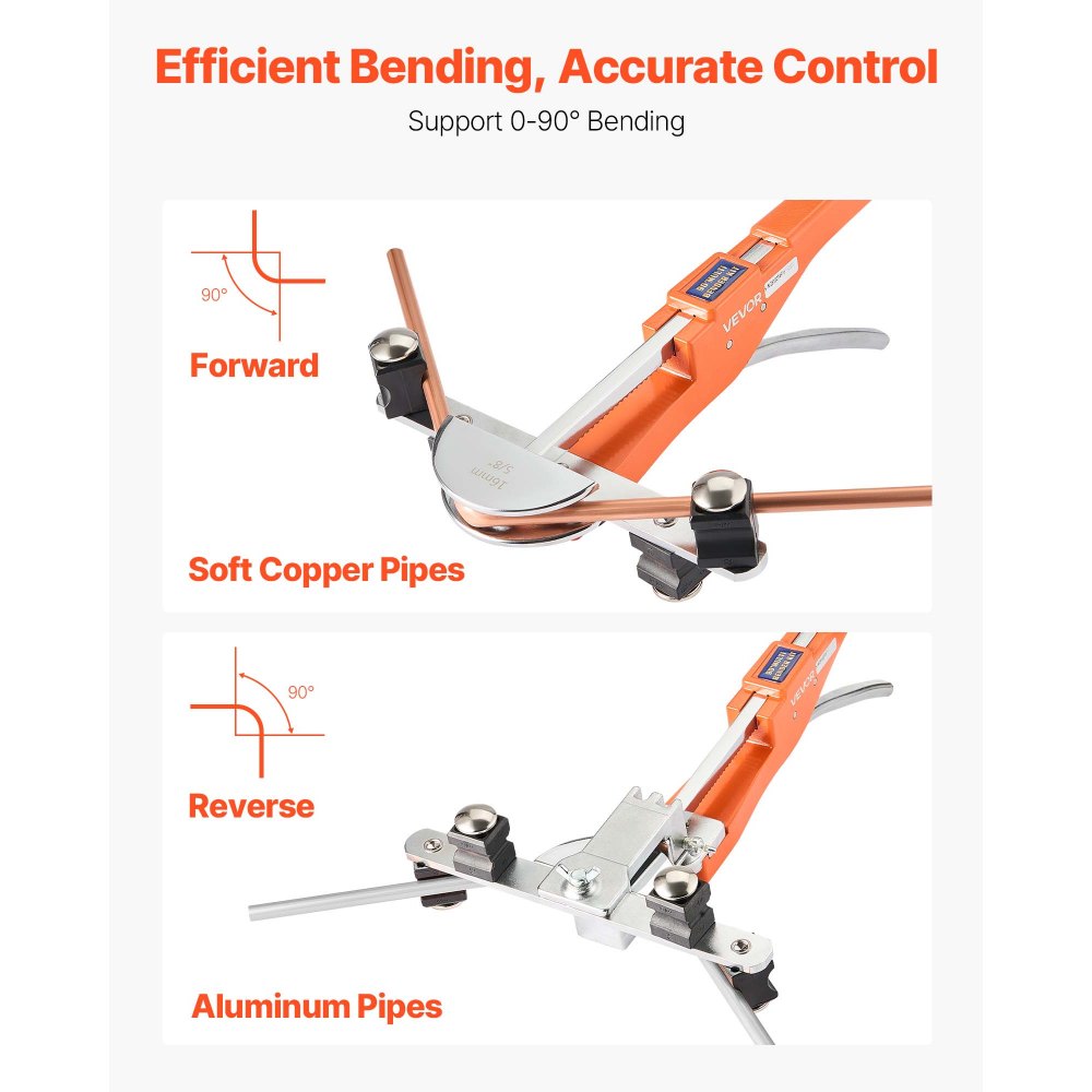 VEVOR Tubing Bender Kit, 1/4 to 7/8 Inch, Compact Ratcheting Tube Pipe Bender, Forward/Reverse Hand Bending Tool, with