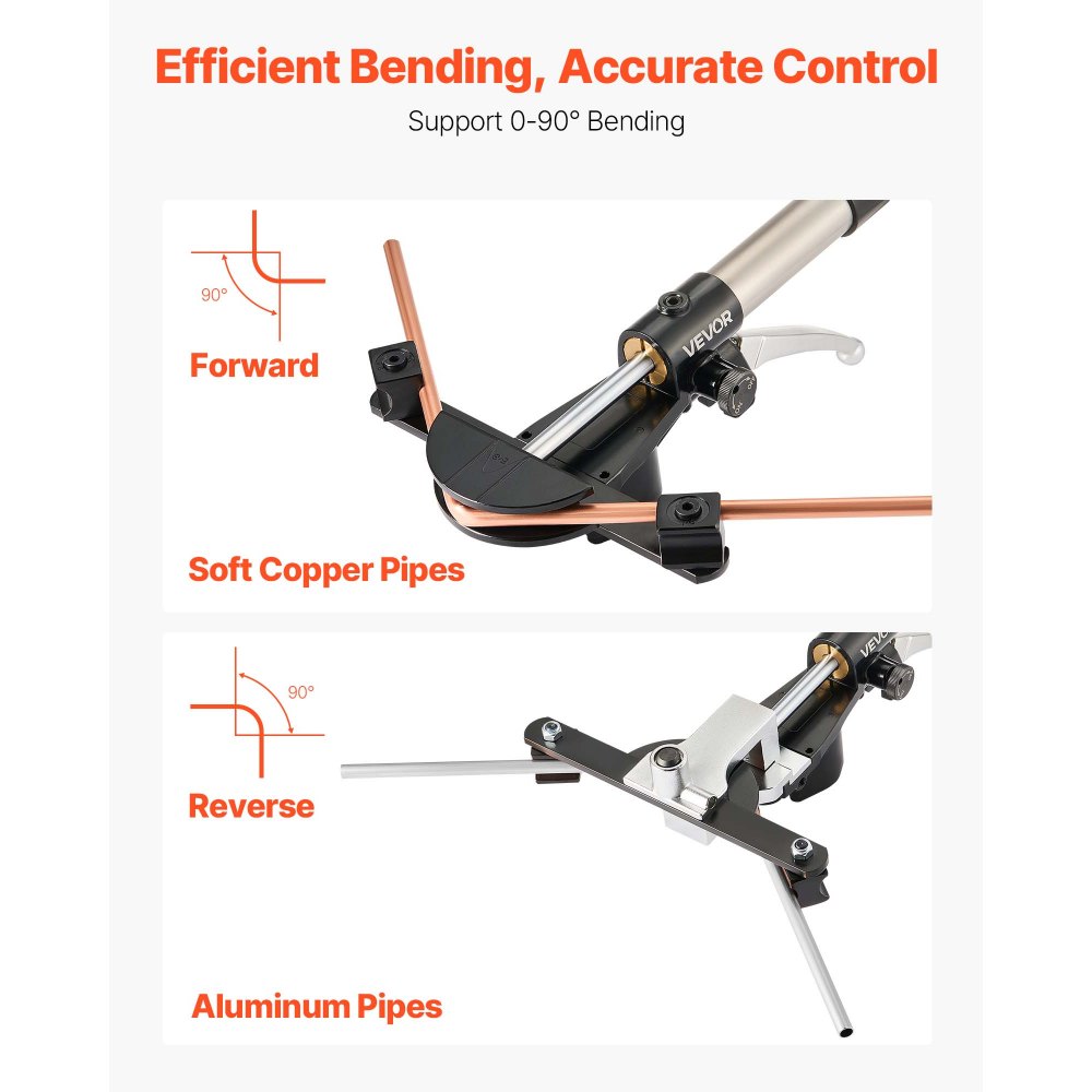 VEVOR Hydraulic Tubing Bender Kit, 1/4 to 7/8 Inch, Copper Tube Pipe Bender, Forward/Reverse HVAC Bending Tool Set