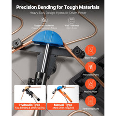 VEVOR Hydraulic Tubing Bender Kit, 1/4 to 7/8 Inch, Copper Tube Pipe Bender, HVAC Bending Tool Set, 90° Bend, with 7