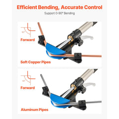 VEVOR Hydraulic Tubing Bender Kit, 1/4 to 7/8 Inch, Copper Tube Pipe Bender, HVAC Bending Tool Set, 90° Bend, with 7