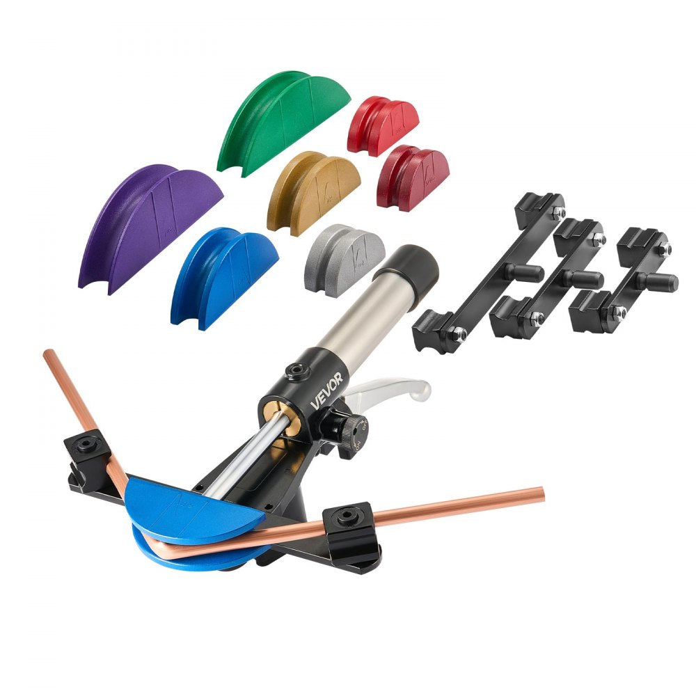 VEVOR Hydraulic Tubing Bender Kit, 1/4 to 7/8 Inch, Copper Tube Pipe Bender, HVAC Bending Tool Set, 90° Bend, with 7
