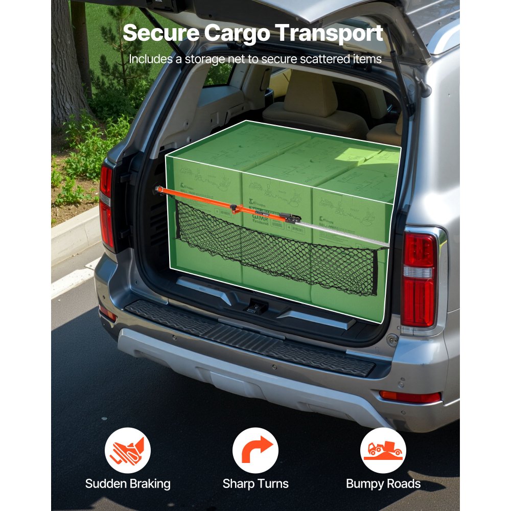 VEVOR Cargo Bar, Cargo Bars Adjustable from 40" to 73", Heavy-duty Steel Cargos Stabilizer with Storage Net & Divider