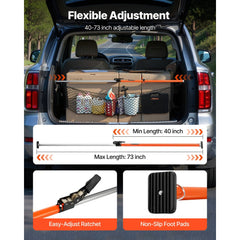 VEVOR Cargo Bar, Cargo Bars Adjustable from 40" to 73", Heavy-duty Steel Cargos Stabilizer with Storage Net & Divider