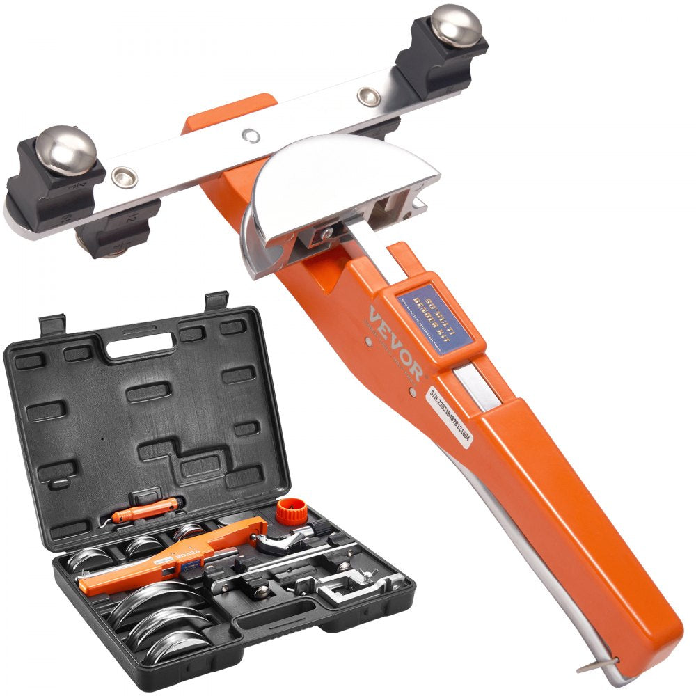 VEVOR Pipe Tube Bender, 1/4"-7/8" O.D. Ratcheting Tubing Bender, 90° Forward/Reverse Pipes Bending Tools with 7 Dies