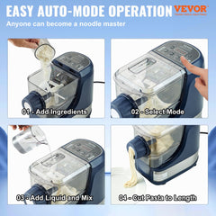 VEVOR Electric Pasta Maker, 150W Automatic Noodle Maker Machine with 8 Pasta Shapes, 4 Intelligent Modes, 500g Flour