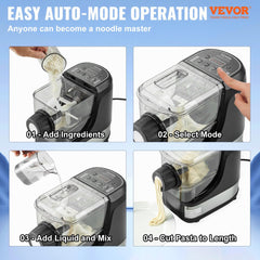 VEVOR Electric Pasta Maker, 150W Automatic Noodle Maker Machine with 8 Pasta Shapes, 4 Intelligent Modes, 500g Flour