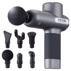 VEVOR Mini Massage Gun, Percussion Muscle Massage Gun for Athletes - with 5 Speed Levels & 6 Massage Heads, 7.4V