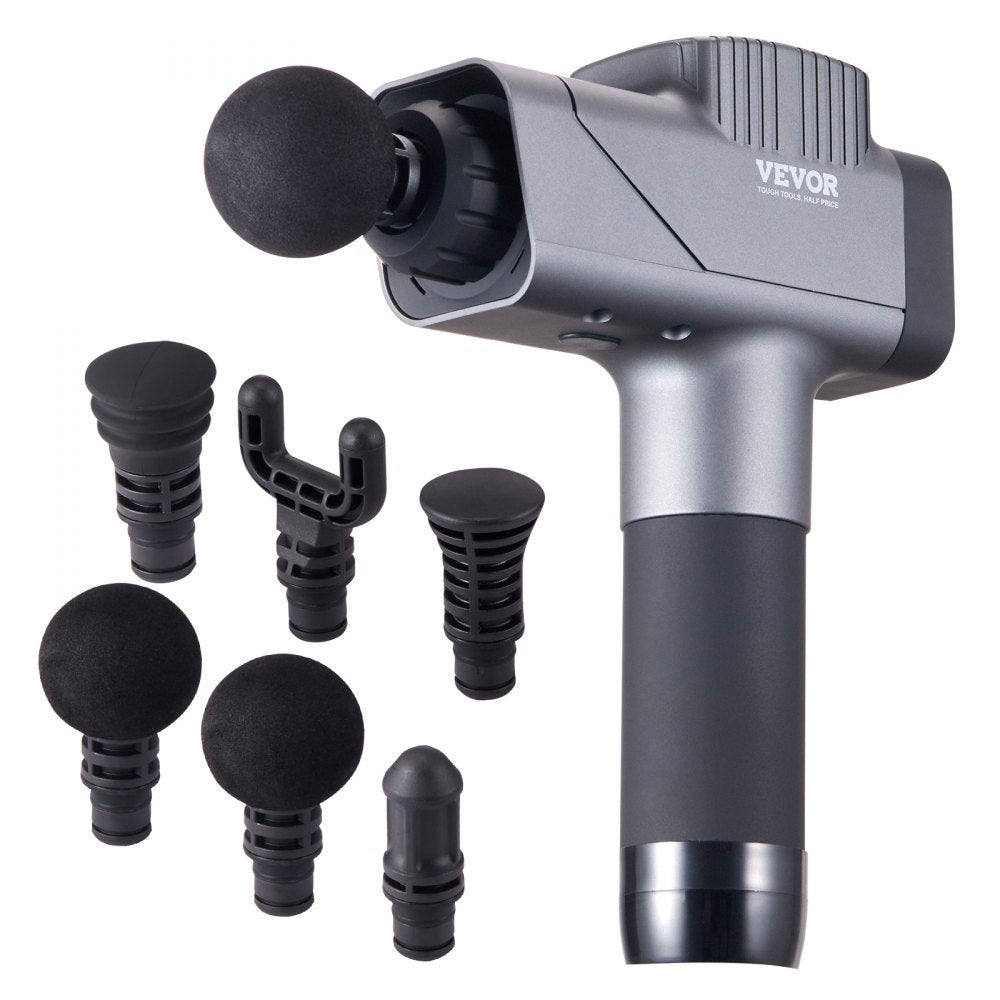 VEVOR Massage Gun Deep Tissue, Percussion Muscle Massager for Athletes - with 8 Speed Levels & 6 Massage Heads, 16V