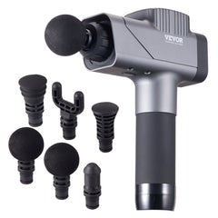 VEVOR Massage Gun Deep Tissue, Percussion Muscle Massager for Athletes - with 8 Speed Levels & 6 Massage Heads, 16V