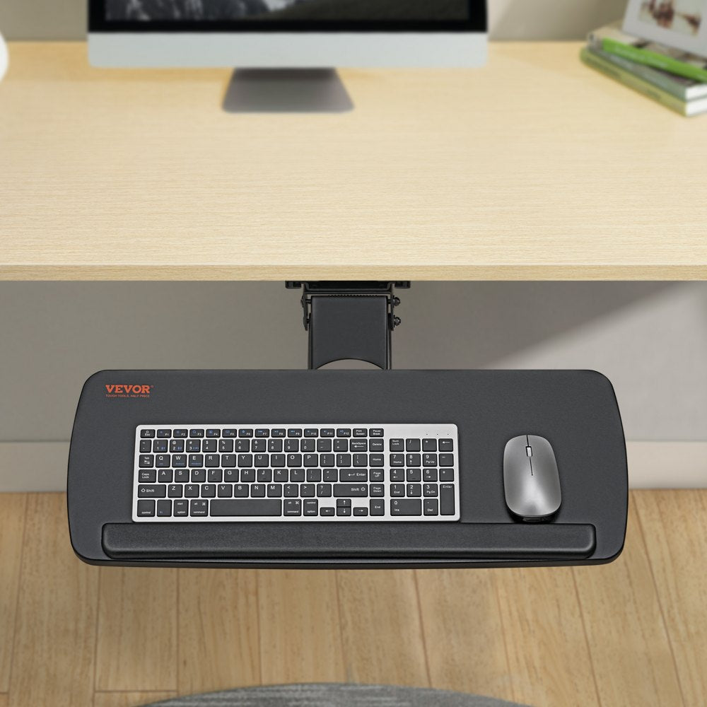 VEVOR Keyboard Tray under Desk Adjustable Height, Height and Angle Adjustable under Desk Keyboard Tray Slide out, Large