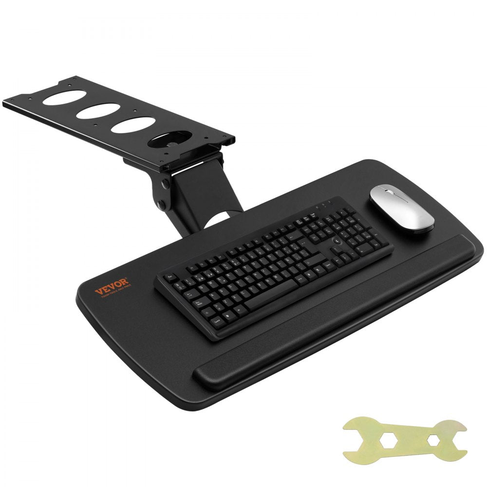 VEVOR Keyboard Tray under Desk Adjustable Height, Height and Angle Adjustable under Desk Keyboard Tray Slide out, Large