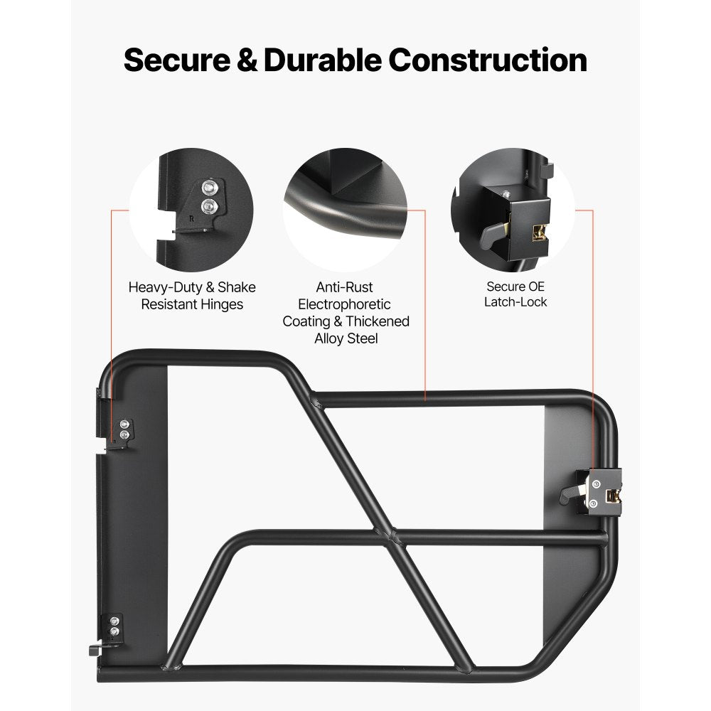 VEVOR Tube Doors, 4-Door, Compatible with 2021-2026 Ford Bronco (Excluding Bronco Sport), Steel Off Road Front & Rear