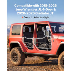 VEVOR Jeep Tube Doors, 4-Door, Compatible with 2018-2026 Jeep Wrangler JL & 2020-2026 Gladiator JT, Steel Off Road