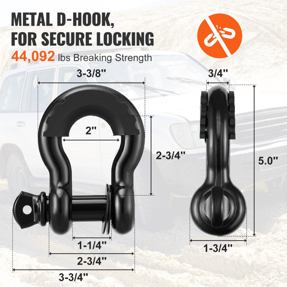 VEVOR Off-Road Recovery Kit, 3" x 30', Heavy Duty Winch Recovery Kit with 30000 lbs Tow Straps, 44092 lbs D-Ring