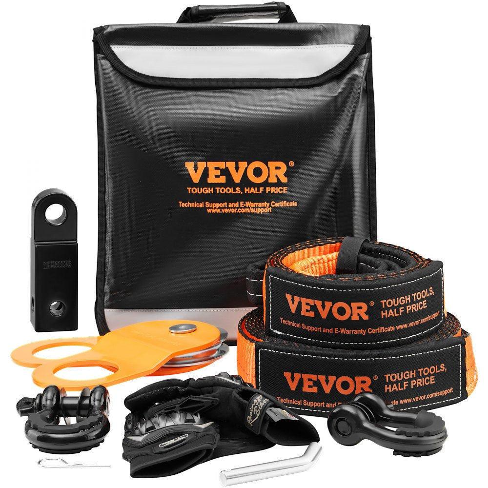 VEVOR Off-Road Recovery Kit, 3" x 30', Heavy Duty Winch Recovery Kit with 30000 lbs Tow Straps, 44092 lbs D-Ring