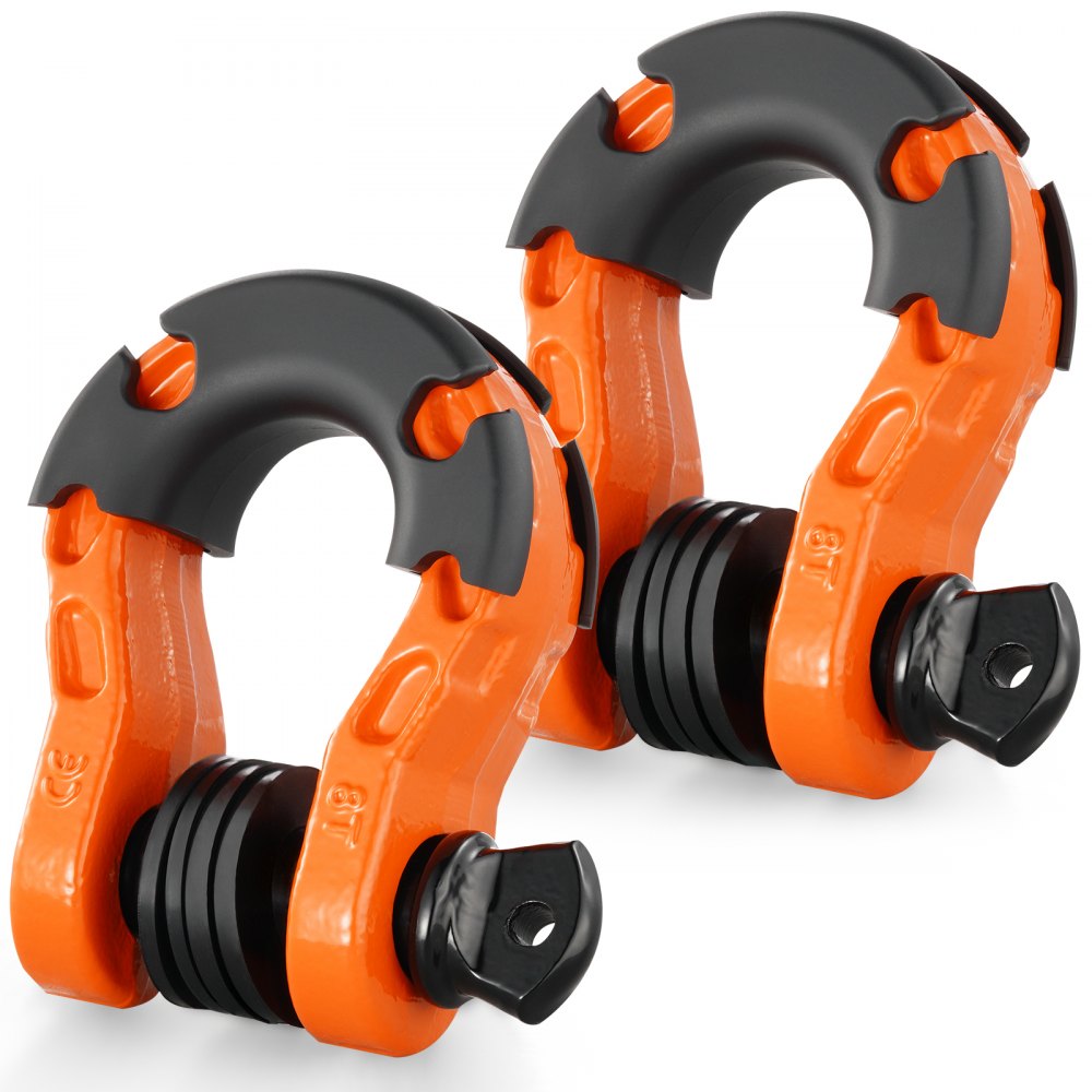 VEVOR 3/4" D-Ring Shackle, 2 Pack Alloy Steel Shackles 66139 lbs (30 Ton) Break Strength with 7/8" Screw Pin, Isolators