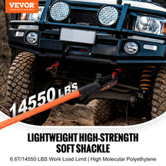 VEVOR Synthetic Soft Shackle, 1/2" x 22" (2 Pack) 44092 lbs (20 Ton) Breaking Strength Recovery Tow Shackles with Extra
