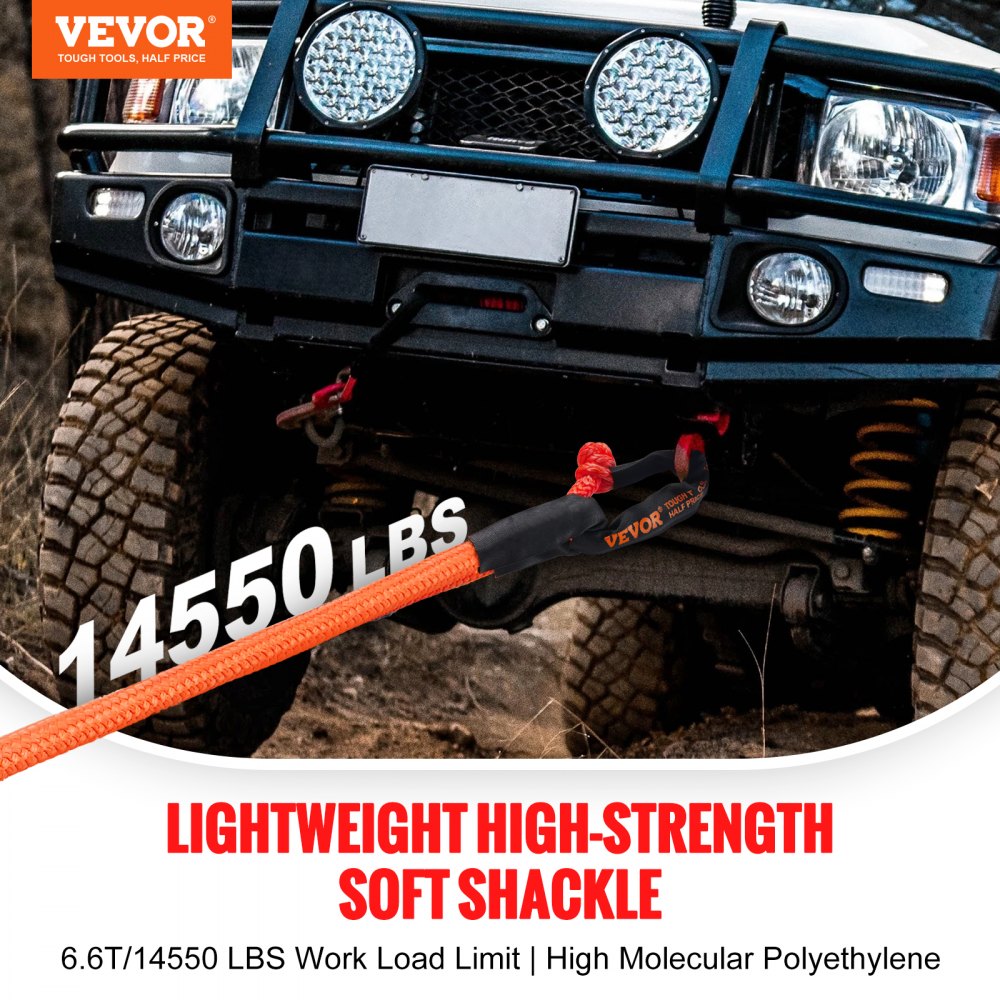 VEVOR Synthetic Soft Shackle, 1/2" x 22" (2 Pack) 44092 lbs (20 Ton) Breaking Strength Recovery Tow Shackles with Extra