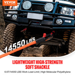 VEVOR Synthetic Soft Shackle, 1/2" x 22" (2 Pack) 44092 lbs (20 Ton) Breaking Strength Recovery Tow Shackles with Extra