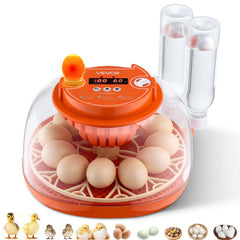 VEVOR 12 Egg Incubator, Automatic Egg Turner with LED Candler, Temperature & Humidity Control, 360° View Clear Window