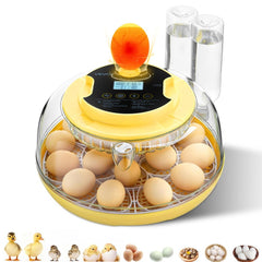 VEVOR 18 Egg Incubator, Automatic Egg Turner with LED Candler, Temperature & Humidity Control, 360° View Clear Window
