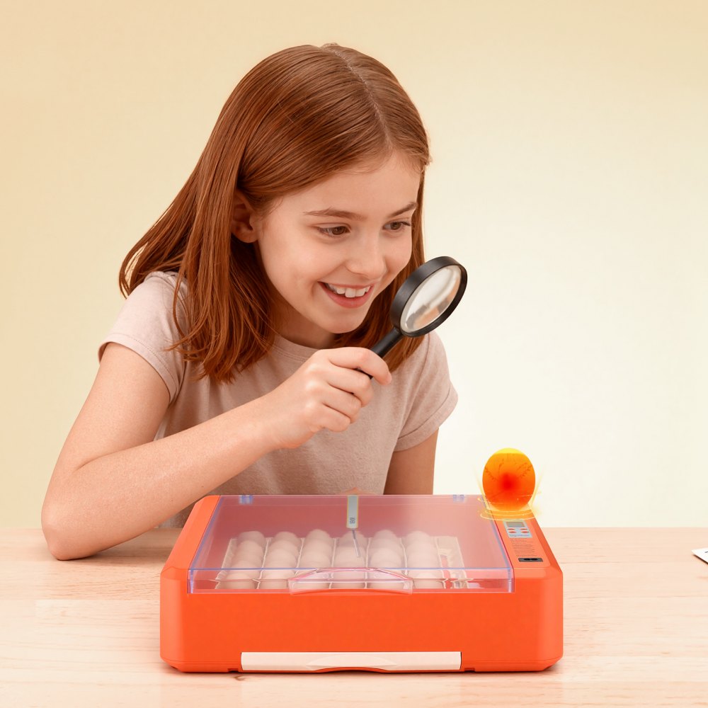 VEVOR 36 Egg Incubator, Automatic Egg Turner with LED Candler & Water Tray, Temperature & Humidity Control, 360° View