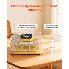 VEVOR 48 Egg Incubator, Automatic Egg Turner with LED Candler, Temperature Display & Auto Humidity Control, 360° View