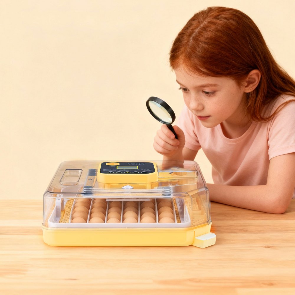 VEVOR 48 Egg Incubator, Automatic Egg Turner with LED Candler, Temperature Display & Auto Humidity Control, 360° View