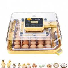 VEVOR 48 Egg Incubator, Automatic Egg Turner with LED Candler, Temperature Display & Auto Humidity Control, 360° View