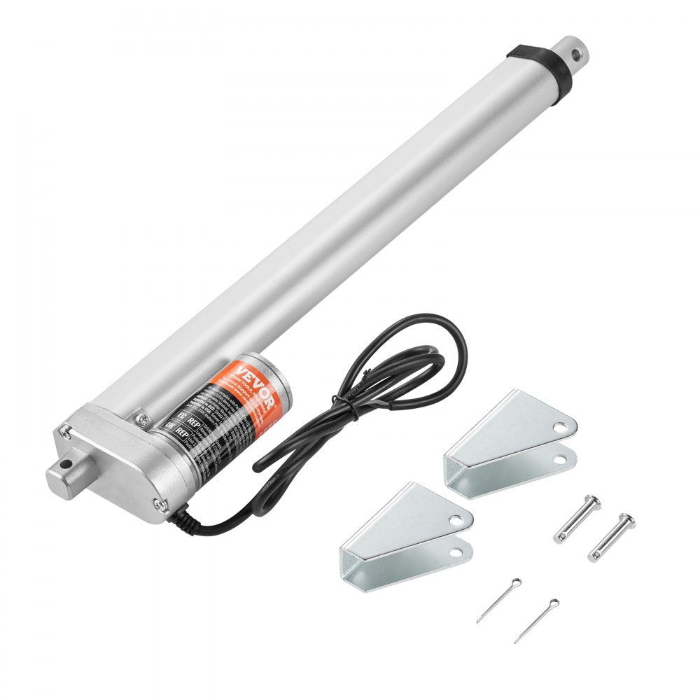 VEVOR Linear Actuator 12V, 12 Inch High Load 330lbs/1500N Linear Actuator, 0.19"/s Linear Motion Actuator with Mounting
