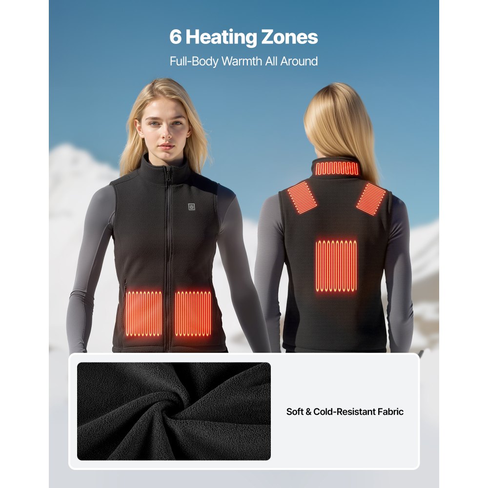 VEVOR Heated Vest, Women Electric Heating Vest with 16000 mAh Battery Pack, 6 Heating Zones Lightweight Rechargeable