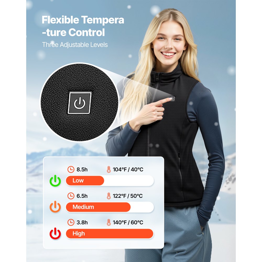 VEVOR Heated Vest, Women Electric Heating Vest with 16000 mAh Battery Pack, 6 Heating Zones Lightweight Rechargeable