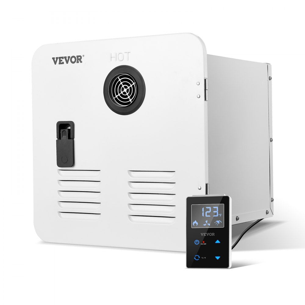 VEVOR RV Tankless Water Heater, Instant Shower with 15 x 15 inches White Door and Remote Controller, 42000BTU Optimized