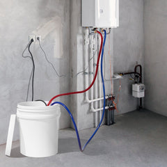 VEVOR Tankless Water Heater Flushing Kit, Includes Efficient Pump & 3.7 Gallon Pail & 2 Hoses, Wrench and Adapter for