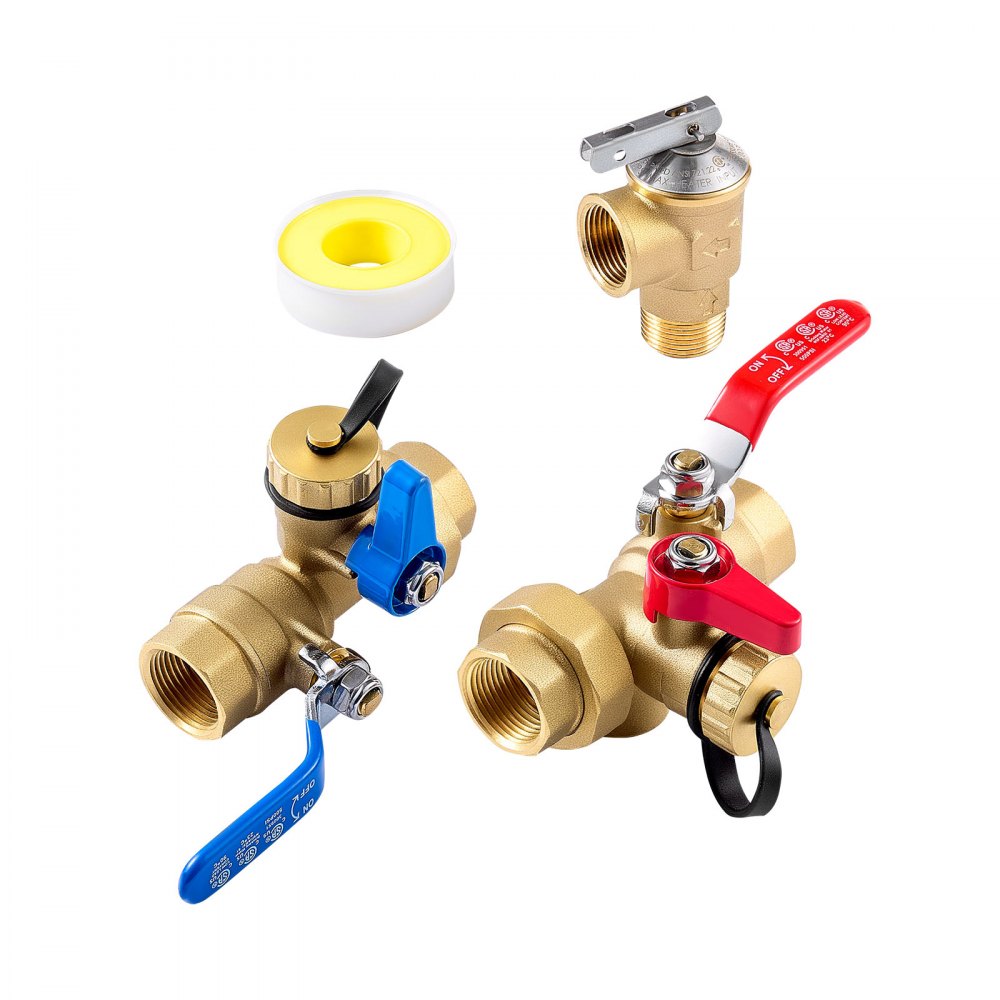 VEVOR Water Heater Kit, 3/4 Inch Tankless Water Heater Service Valve Kit with 2PCS 3/4″ NPT to 3/4″ NPT Isolation