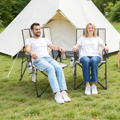 VEVOR Heated Camping Chair, 3 Heat Settings, High Back Folding Camping Chair, Supports 260lbs, Full Padded Beach Chairs