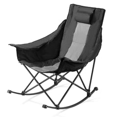 VEVOR Heated Camping Chair, 3 Heating Settings, Large-Sized Padded Folding Rocker, Heavy Duty Outdoor Lawn Chairs with