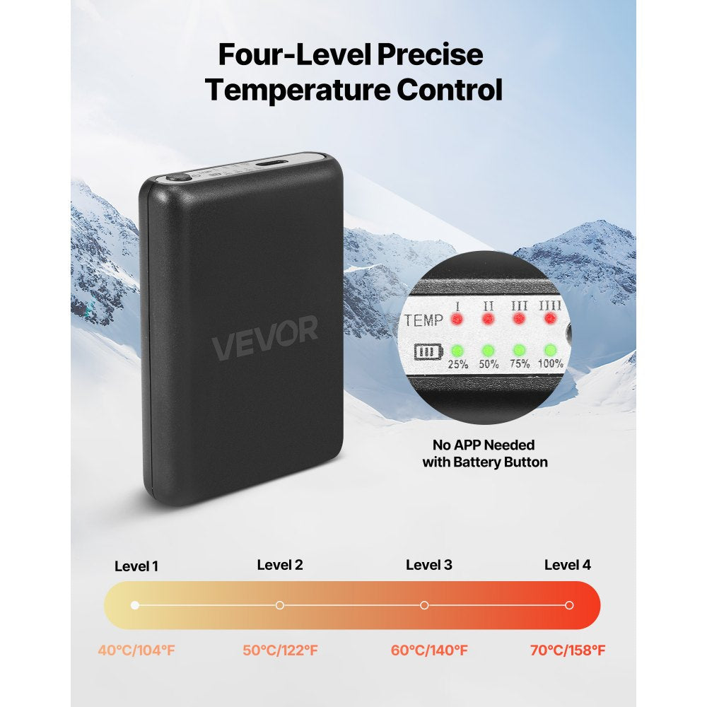VEVOR Heated Socks, X-Large Size, 5000mAh Battery Rechargeable Heating Socks with 4 Heating Levels, Electric Heated