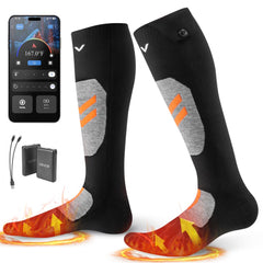 VEVOR Heated Socks, X-Large Size, 5000mAh Battery Rechargeable Heating Socks with 4 Heating Levels, Electric Heated