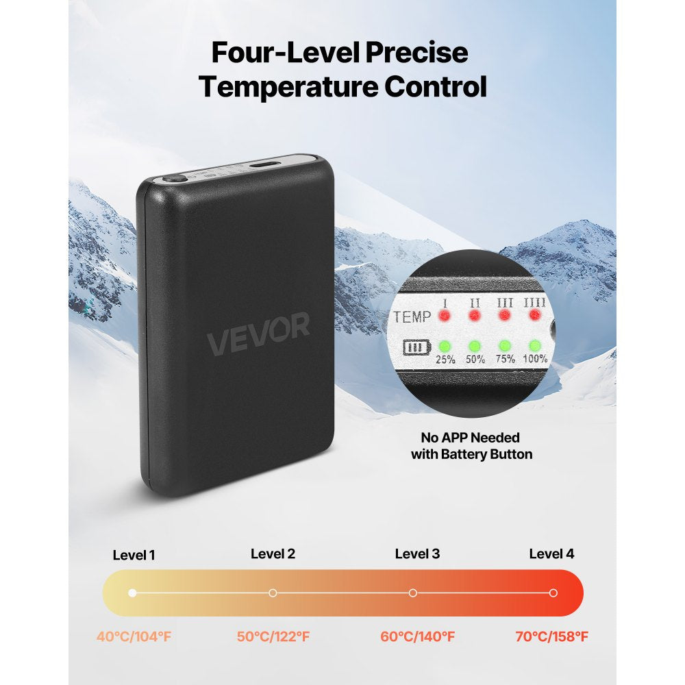 VEVOR Heated Socks, 6000mAh Battery Powered, Rechargeable Heating Socks with 4 Heating Levels, Electric Heated Sock