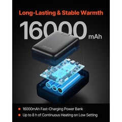 VEVOR Heated Jacket Hoodie for Men Women, Heated Sweatshirt Unisex Full-Zip with 7.4V 16000mAh Power Bank Pack, 5