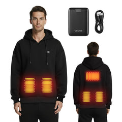 VEVOR Heated Sweatshirt Hoodie for Men Women, Heated Jacket Unisex with 7.4V 16000mAh Rechargeable Power Bank Pack, 5
