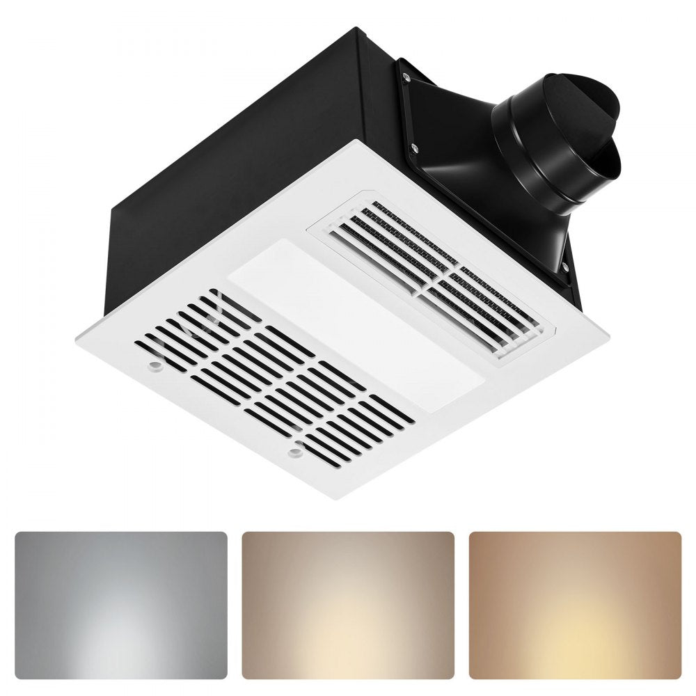 VEVOR Bathroom Exhaust Fan with Light and Heater, 80-90-110 CFM 1500W Bathroom Vent, 1.5 Sones Low-Noise, Premium DC