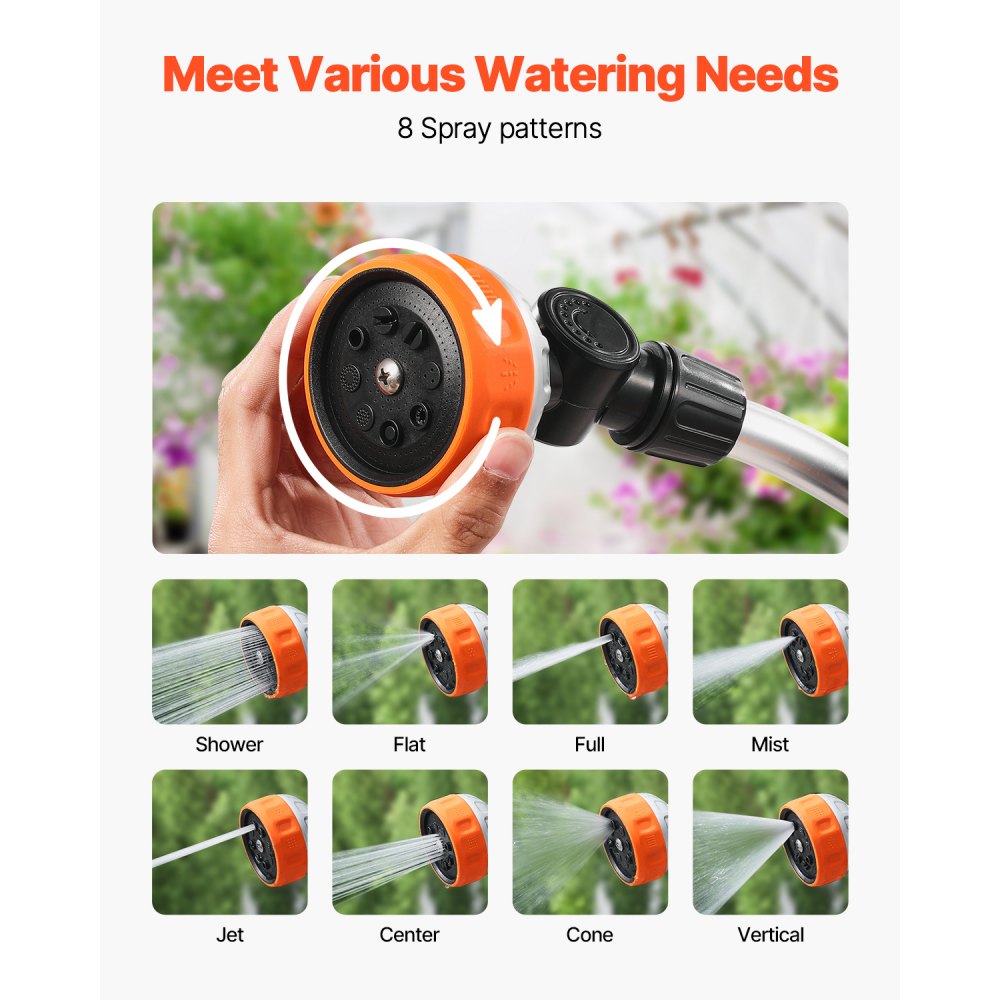VEVOR Watering Wand, 36-Inch Extra Long Heavy Duty Garden Hose Wand with 8 Spray Patterns & 180° Swivel Head, Long Hose