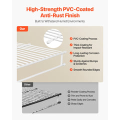 VEVOR Wire Shelf Kit, 4 ft, Set of 2, Wall Mounted Wire Shelves, Heavy-Duty Carbon Steel Hanging Shelf, Floating Wall