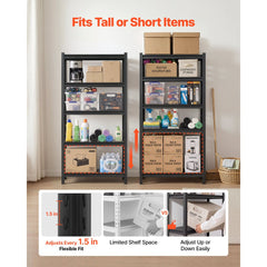 VEVOR Storage Shelves 5-Tier Adjustable Garage Shelving 2000 lbs Capacity, for Kitchen Pantry Basement Bathroom, 31.5"