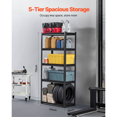 VEVOR Storage Shelves, 2000 lbs, 5 Tier Garage Storage Shelving, 16" D x 32" W x 72" H Adjustable Metal Shelves for